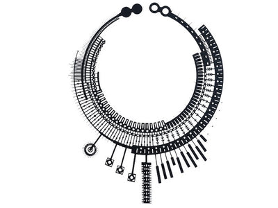 Matrix Halskette, Große Schwarze Statement Halskette aus Naturkautschuk