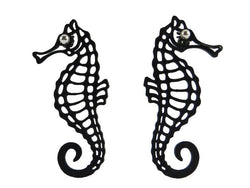 Seepferdchen Ohrringe, Schwarze Ohrringe aus Naturkautschuk