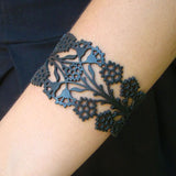 Blumen Armband, Schwarzes Kautschuk Armband, Breite: 40 mm