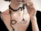 Collier Fée, Long Collier Femme Noir