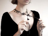 Collier Fée, Long Collier Femme Noir
