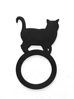 Großer Katzen Ring, Schwarzer Ring aus Naturkautschuk
