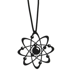 Atom Halskette, Lange Schwarze Damen Kautschuk Halskette