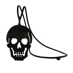 Totenkopf Kette, Lange schwarze Kautschukkette Totenkopf Kette, Lange schwarze Kautschukkette