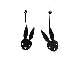 Hasen Ohrringe, Lange Schwarze Ohrringe aus Naturkautschuk