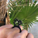 Kaktus Ring, Ausgefallener Schwarzer Ring aus Naturkautschuk