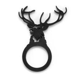 Hirsch Ring, Auffallener Schwarzer Ring aus Naturkautschuk