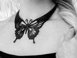 Schmetterling Halskette, Schwarze Halskette aus Naturkautschuk