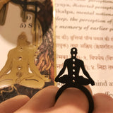 Chakra Yoga Ring, Ausgefallener Schwarzer Statement Ring