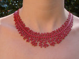 Korallen Halskette, Damen Kautschuk Halskette in Schwarz & Rot