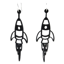 Raketen Ohrringe, Schwarze Ohrringe aus Naturkautschuk