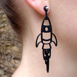 Raketen Ohrringe, Schwarze Ohrringe aus Naturkautschuk