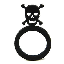 Totenkopf Ring, Schwarzer Ausgefallener Ring aus Naturkautschuk