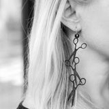 Scheren Ohrringe, Lange Schwarze Ohrringe aus Naturkautschuk