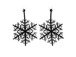 Schneeflocken Ohrringe, Naturkautschuk Ohrringe in Schwarz, Rot & Creme