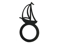 Segeln Ring, Schwarzer Statement Ring aus Naturkautschuk