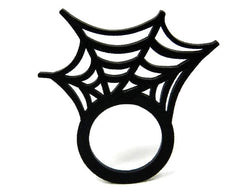 Spinnennetz Ring, Ausgefallener Schwarzer Ring aus Naturkautschuk