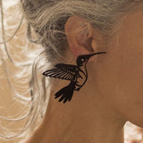Boucles d'oreilles colibri, Boucles d'oreilles noires en caoutchouc naturel