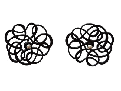 Dizzy earrings, Black natural rubber earrings