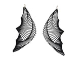 Boucles d'oreilles éventail Helix, Longues boucles d'oreilles noires en caoutchouc naturel