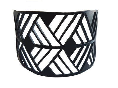 Ethno Bracelet Fishbone, Black Rubber Bracelet, Width: 58 mm