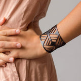 Ethno Bracelet Fishbone, Black Rubber Bracelet, Width: 58 mm