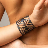 Ethno Bracelet Fishbone, Black Rubber Bracelet, Width: 58 mm