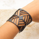 Ethno Bracelet Fishbone, Black Rubber Bracelet, Width: 58 mm