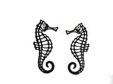 Seahorse earrings, Black natural rubber earrings