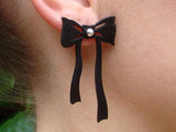 Anita loop earrings, Black natural rubber earrings