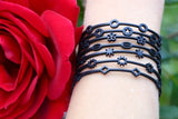 Sterne Blumen Armband, Schwarzes Kautschuk Armband, Breite: 45 mm