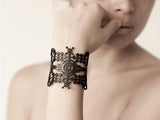 Art Deco Bracelet, Black Rubber Statement Bracelet, Width: 60 mm