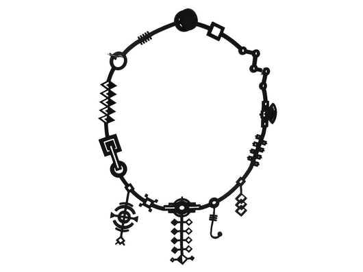 Art Deco Necklace, Black Ladies Rubber Necklace