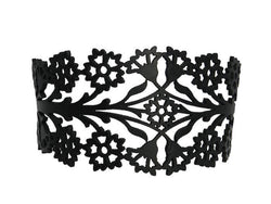 Bracelet fleur, bracelet en caoutchouc noir, largeur : 40 mm