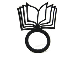 Anillo de libro, anillo negro elegante