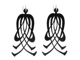 Boucles d'oreilles lys noires, longues boucles d'oreilles en caoutchouc naturel