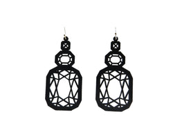 Black Diamond Earrings, Black Natural Rubber Earrings