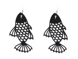 Fish Earrings, Black Rubber Earrings