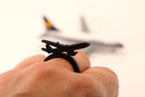 Pierścień Samolot, czarny pierścień z naturalnego kauczuku
