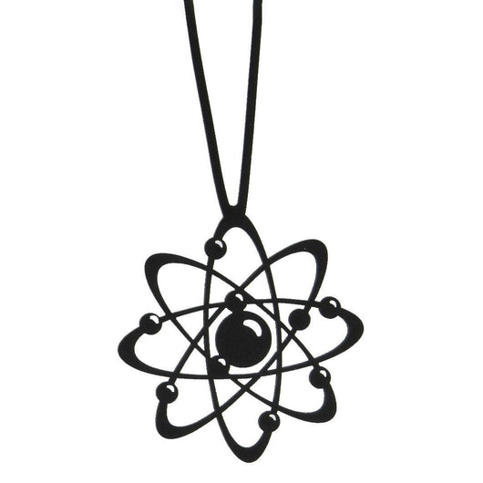 Atom Necklace, Long Black Ladies Rubber Necklace