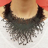 Sea Anemone Necklace, Black Statement Rubber Necklace