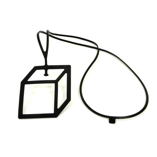Cube Necklace, Long Black Necklace