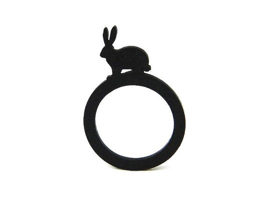 Anillo de conejo, anillo negro para mujer y niño de caucho natural.