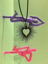 Collier Coeur, Long Collier Caoutchouc Noir
