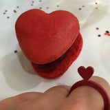 Herz Ring, Damen & Kinder Ring in Schwarz & Rot