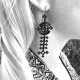 Art Deco Earrings, Black Rubber Statement Earrings