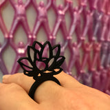 Lotus Ring, Fancy Black Statement Ring