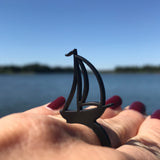 Sailing Ring, Black Natural Rubber Statement Ring