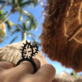 Cactus Ring, Fancy Black Natural Rubber Ring