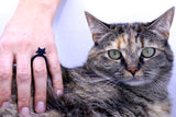 Katzen Ring, Schwarzer Damen & Kinder Ring aus Naturkautschuk